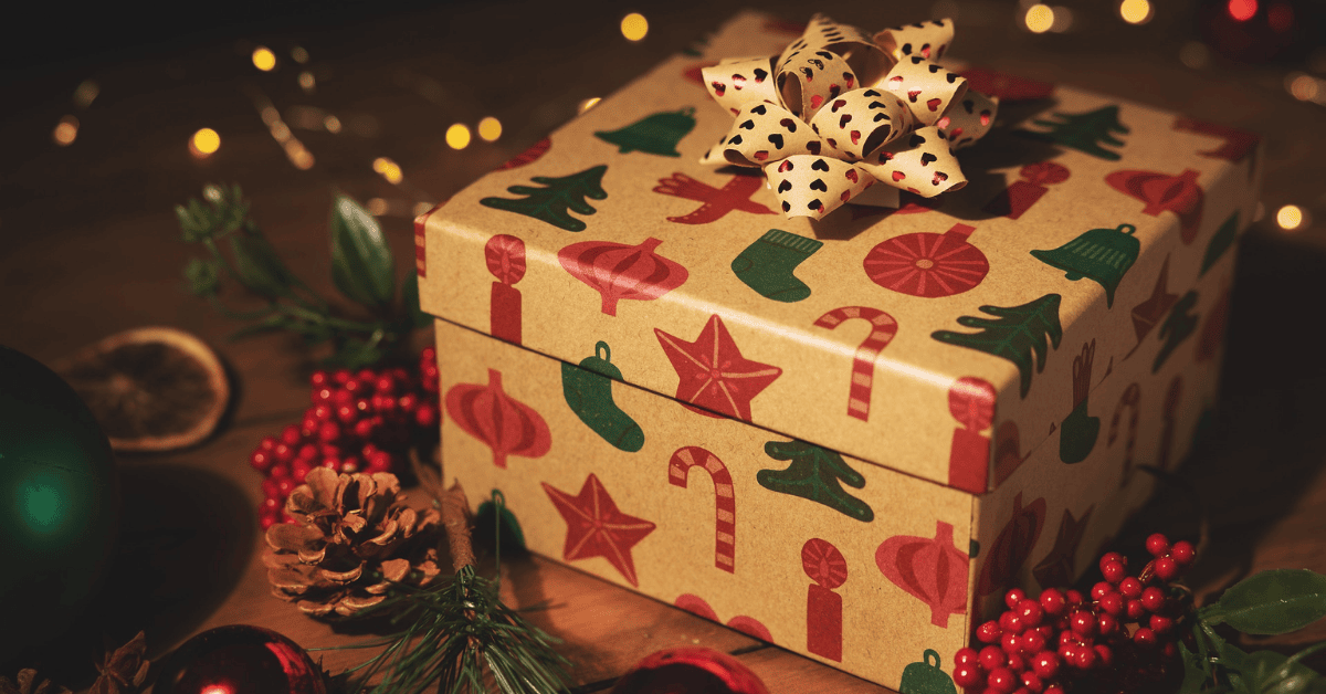 photo of a Christmas present box with a box